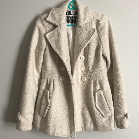 Billabong Jackets & Blazers - Wool Blend Boucle Peacoat in Cream